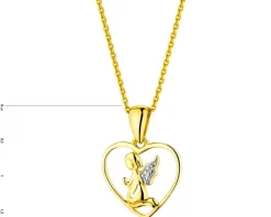 Apart Zawieszka z żółtego złota z diamentem - aniołek, serce - 0,003 ct - próba 585< Zawieszki