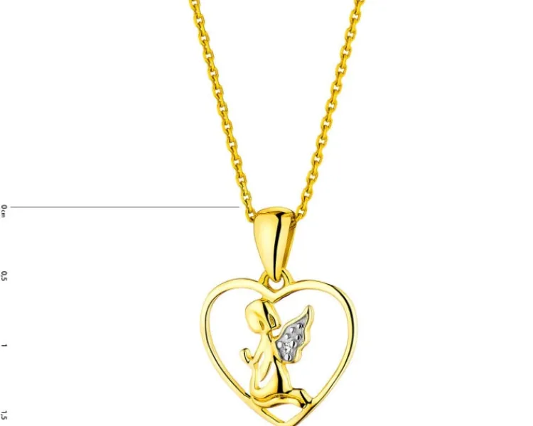 Apart Zawieszka z żółtego złota z diamentem - aniołek, serce - 0,003 ct - próba 585< Zawieszki