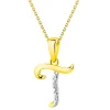 Apart Zawieszka z żółtego złota z diamentami - litera T - 0,003 ct - próba 375< Zawieszki