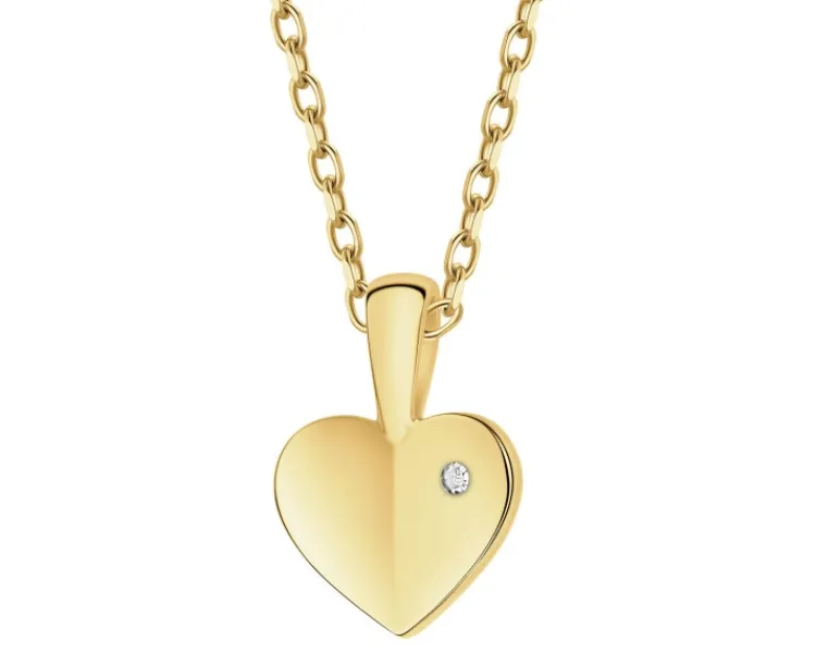 Outlet Apart Zawieszka z żółtego złota z diamentem - serce - 0,002 ct - próba 585