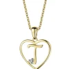 Online Apart Zawieszka z żółtego złota z diamentem - litera T, serce - 0,005 ct - próba 375