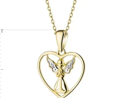 Apart Zawieszka z żółtego złota z diamentami - serce, aniołek - 0,006 ct - próba 375