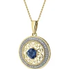 Apart Zawieszka z żółtego złota z diamentami i topazem London Blue - rozeta - próba 585< Zawieszki