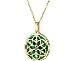 Apart Zawieszka z żółtego złota z diamentem i emalią - rozeta - 0,004 ct - próba 375< Zawieszki
