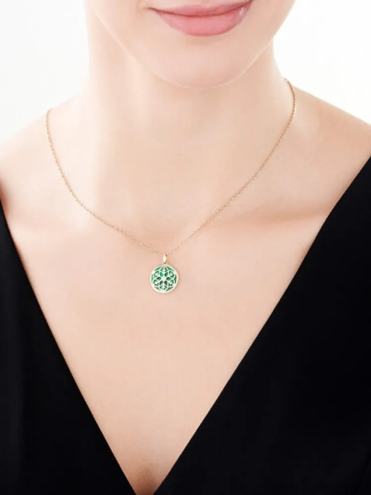 Apart Zawieszka z żółtego złota z diamentem i emalią - rozeta - 0,004 ct - próba 375< Zawieszki