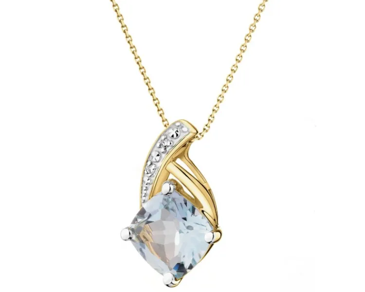 Apart Zawieszka z żółtego złota z diamentami i topazem Sky Blue - próba 375< Zawieszki