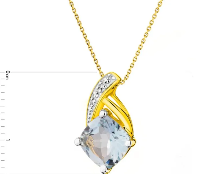Apart Zawieszka z żółtego złota z diamentami i topazem Sky Blue - próba 375< Zawieszki