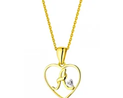 Apart Zawieszka z żółtego złota z diamentem - litera A, serce - 0,005 ct - próba 375