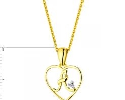 Apart Zawieszka z żółtego złota z diamentem - litera A, serce - 0,005 ct - próba 375