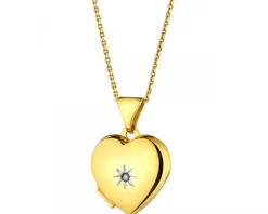 Hot Apart Zawieszka z żółtego złota z diamentem - puzderko - serce - 0,005 ct - próba 375