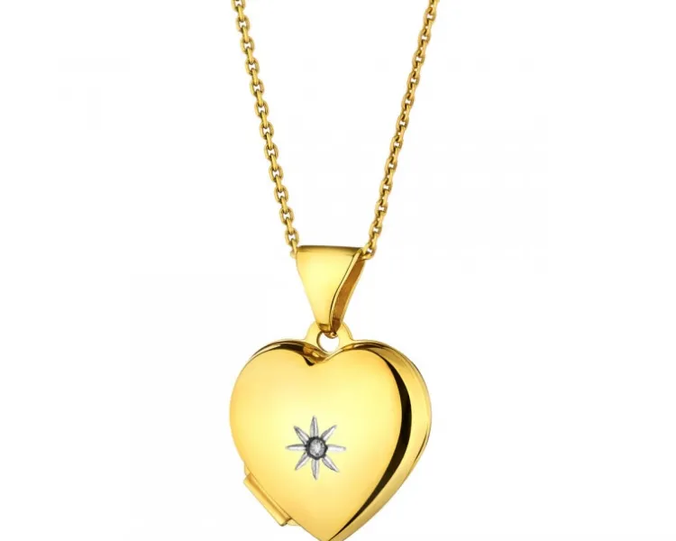 Hot Apart Zawieszka z żółtego złota z diamentem - puzderko - serce - 0,005 ct - próba 375