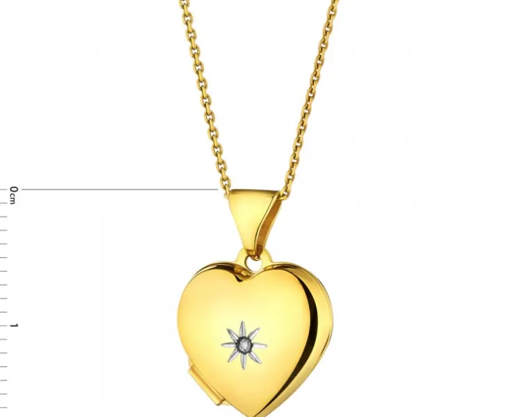 Hot Apart Zawieszka z żółtego złota z diamentem - puzderko - serce - 0,005 ct - próba 375