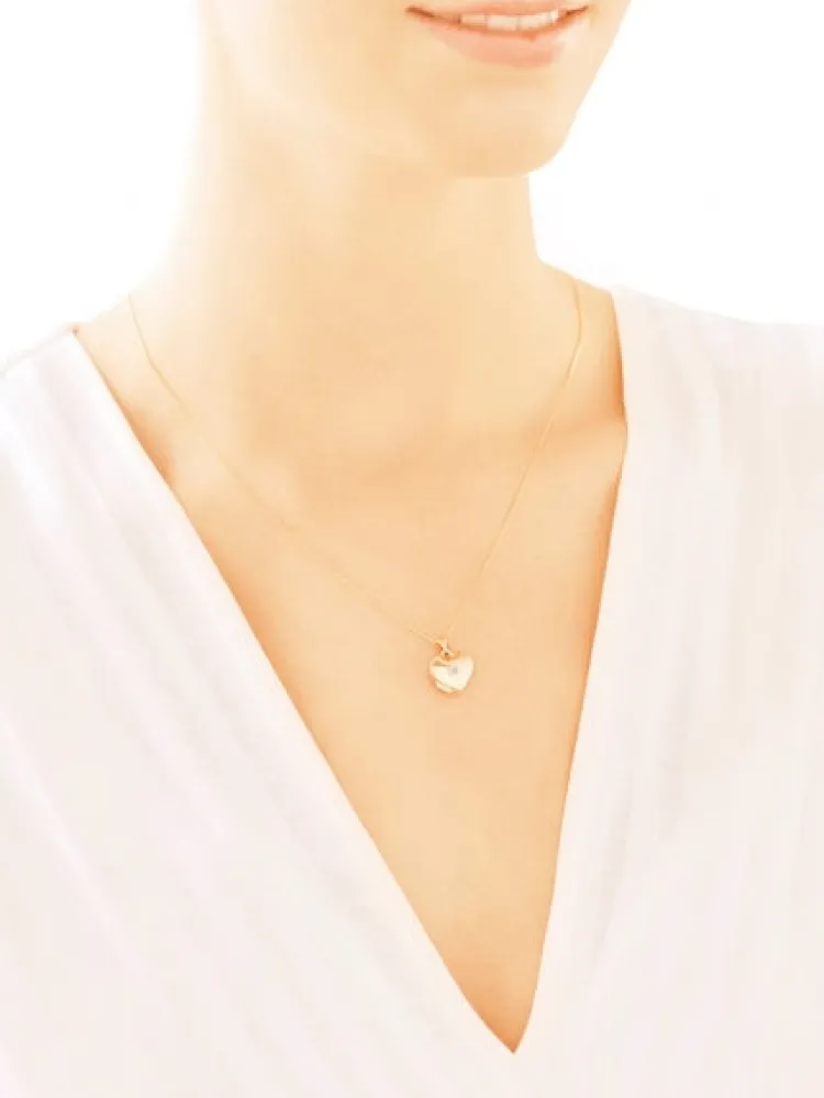 Hot Apart Zawieszka z żółtego złota z diamentem - puzderko - serce - 0,005 ct - próba 375