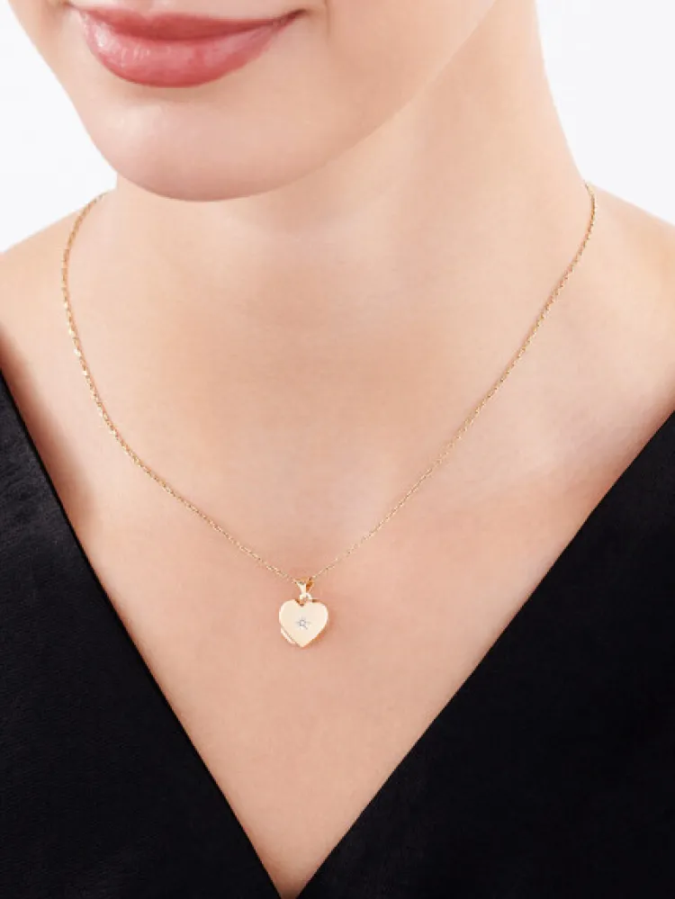 Hot Apart Zawieszka z żółtego złota z diamentem - puzderko - serce - 0,005 ct - próba 375