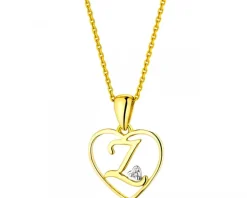 Apart Zawieszka z żółtego złota z diamentem - litera Z, serce - 0,005 ct - próba 375