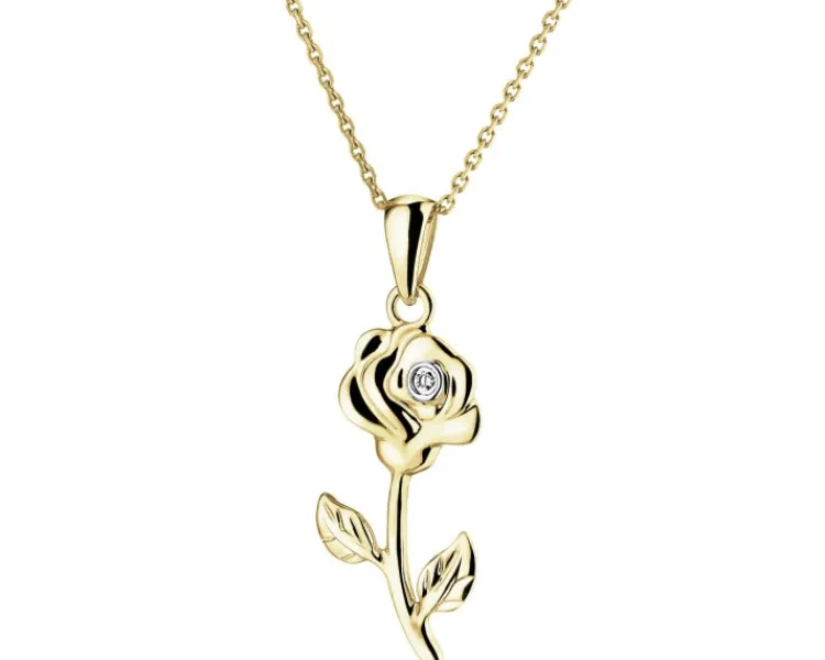 Apart Zawieszka z żółtego złota z diamentem - róża - 0,005 ct - próba 585< Wszystkie