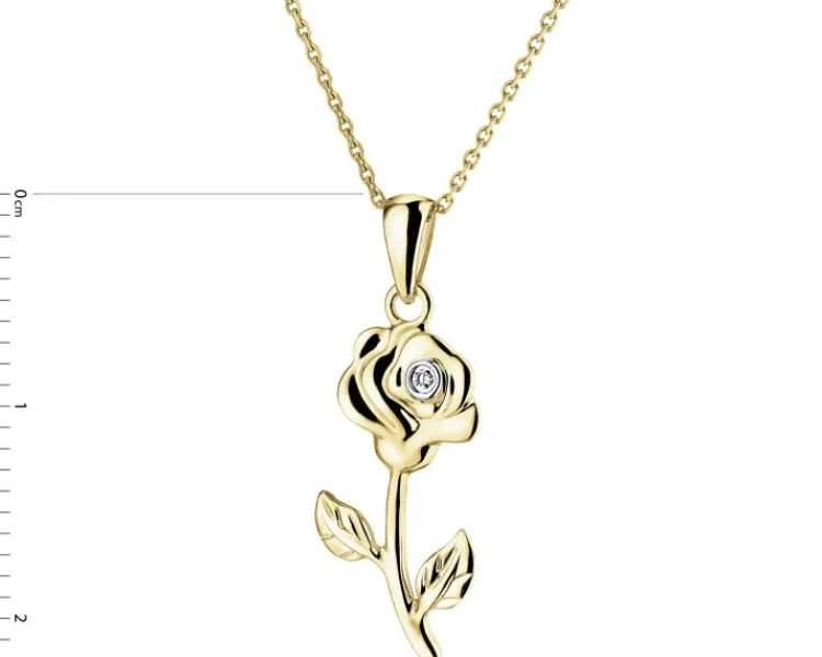 Apart Zawieszka z żółtego złota z diamentem - róża - 0,005 ct - próba 585< Wszystkie