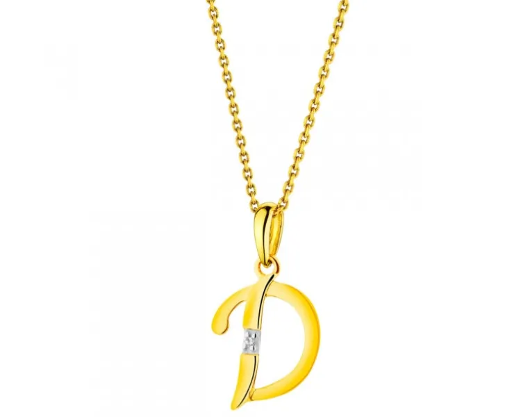 Apart Zawieszka z żółtego złota z diamentem - litera D - 0,004 ct - próba 585< Zawieszki