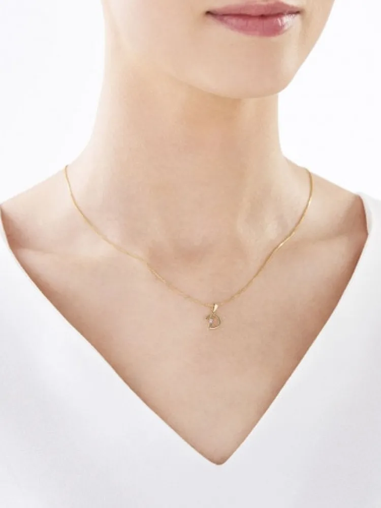 Apart Zawieszka z żółtego złota z diamentem - litera D - 0,004 ct - próba 585< Zawieszki
