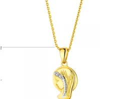 Apart Zawieszka z żółtego złota z diamentami - medalik Matka Boska - 0,006 ct - próba 375< Zawieszki
