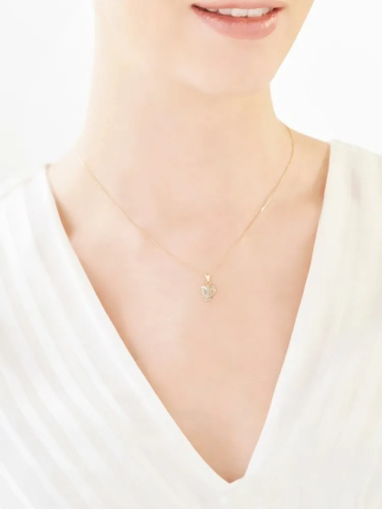 Apart Zawieszka z żółtego złota z diamentami - medalik Matka Boska - 0,006 ct - próba 375< Zawieszki
