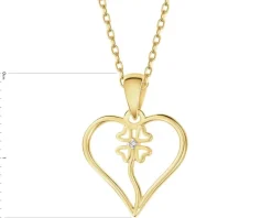 New Apart Zawieszka z żółtego złota z diamentem - serce, koniczyna - 0,002 ct - próba 375