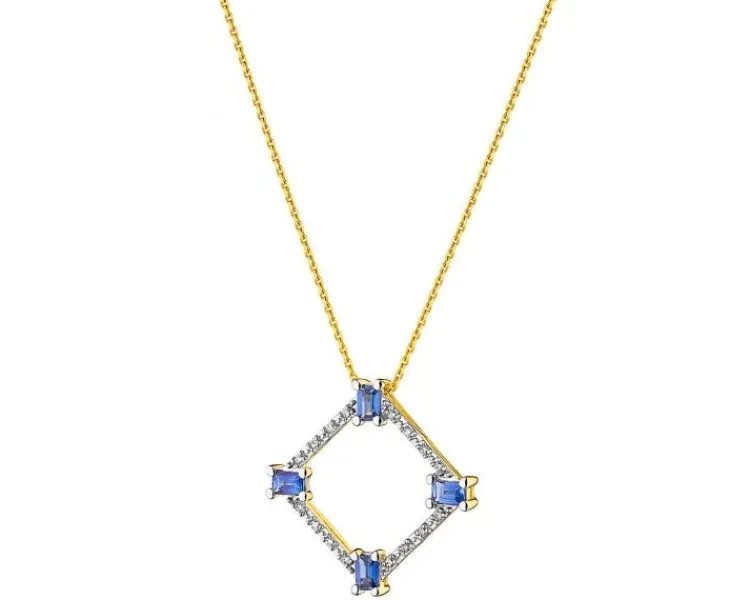 Apart Zawieszka z żółtego złota z diamentami i szafirami - próba 585< Zawieszki