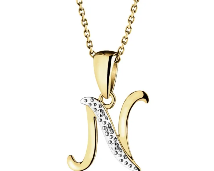 Apart Zawieszka z żółtego złota z diamentem - litera N - 0,003 ct - próba 375< Zawieszki