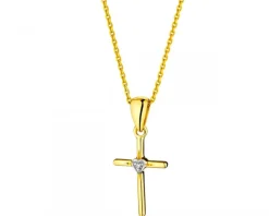 Clearance Apart Zawieszka z żółtego złota z diamentem - krzyż - 0,006 ct - próba 375