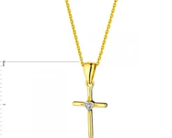 Clearance Apart Zawieszka z żółtego złota z diamentem - krzyż - 0,006 ct - próba 375
