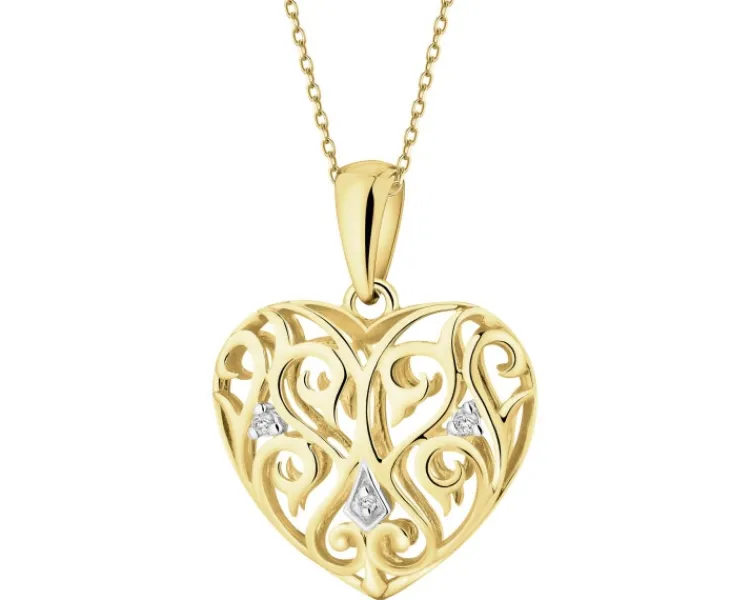 Apart Zawieszka z żółtego złota z diamentami - serce - 0,01 ct - próba 585< Wszystkie