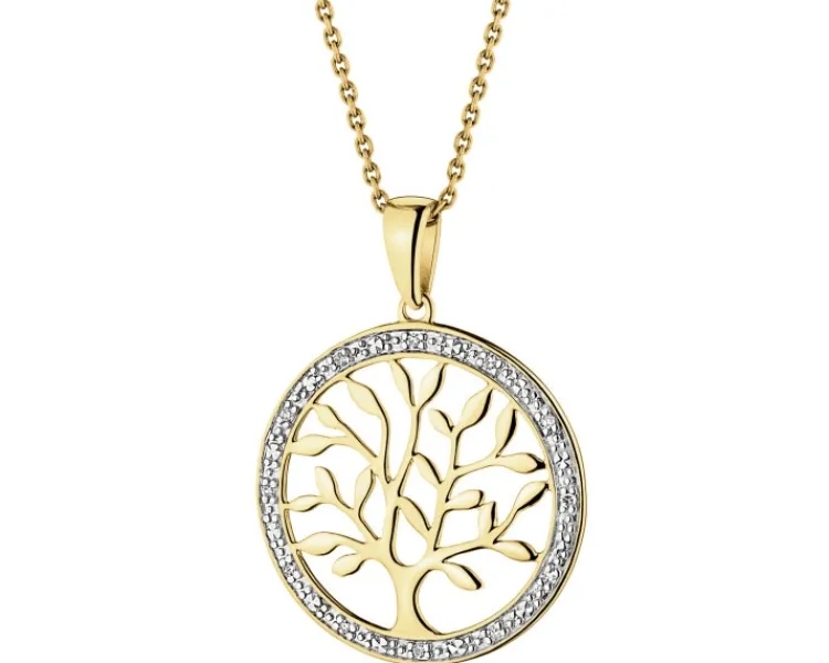 Best Apart Zawieszka z żółtego złota z diamentami - drzewko - 0,03 ct - próba 585