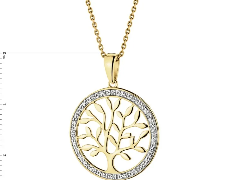 Best Apart Zawieszka z żółtego złota z diamentami - drzewko - 0,03 ct - próba 585
