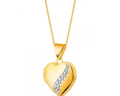 Hot Apart Zawieszka z żółtego złota z diamentem - puzderko - serce - 0,005 ct - próba 375