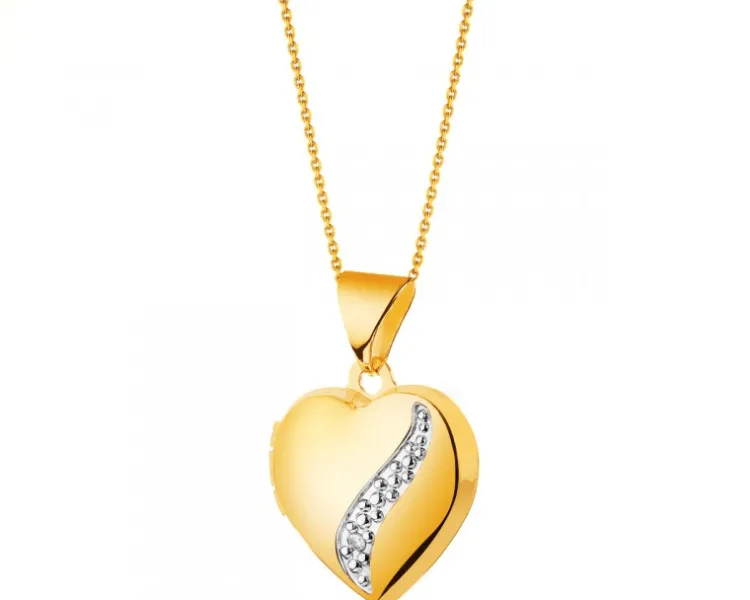 Hot Apart Zawieszka z żółtego złota z diamentem - puzderko - serce - 0,005 ct - próba 375