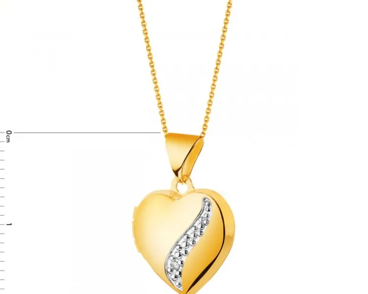 Hot Apart Zawieszka z żółtego złota z diamentem - puzderko - serce - 0,005 ct - próba 375