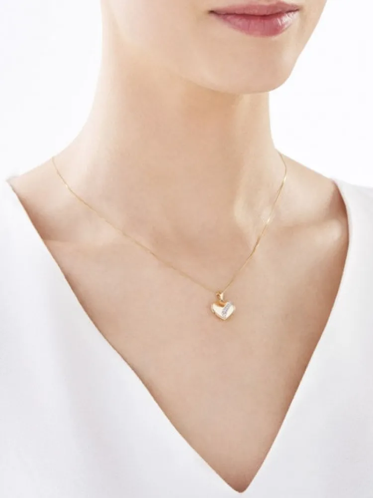 Hot Apart Zawieszka z żółtego złota z diamentem - puzderko - serce - 0,005 ct - próba 375