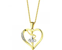 Apart Zawieszka z żółtego złota z diamentami - baletnica, serce - 0,01 ct - próba 375< Zawieszki
