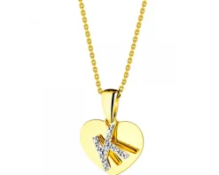 Apart Zawieszka z żółtego złota z diamentem - serce, litera K - 0,003 ct - próba 375< Zawieszki