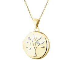 Outlet Apart Zawieszka z żółtego złota z diamentami - puzderko - drzewko - 0,01 ct - próba 375
