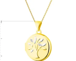 Outlet Apart Zawieszka z żółtego złota z diamentami - puzderko - drzewko - 0,01 ct - próba 375