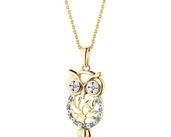 Sale Apart Zawieszka z żółtego złota z diamentami - sowa - 0,03 ct - próba 585