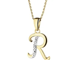 Apart Zawieszka z żółtego złota z diamentem - litera R - 0,003 ct - próba 375< Zawieszki