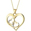 Discount Apart Zawieszka z żółtego złota z diamentami - serca - 0,01 ct - próba 375