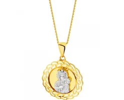 Apart Zawieszka z żółtego złota z diamentem - medalik Matka Boska Częstochowska - 0,003 ct - próba 375< Zawieszki