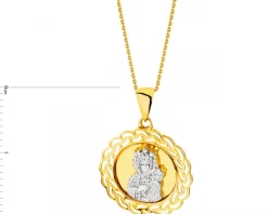 Apart Zawieszka z żółtego złota z diamentem - medalik Matka Boska Częstochowska - 0,003 ct - próba 375< Zawieszki