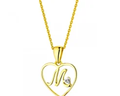 Hot Apart Zawieszka z żółtego złota z diamentem - litera M, serce - 0,005 ct - próba 375