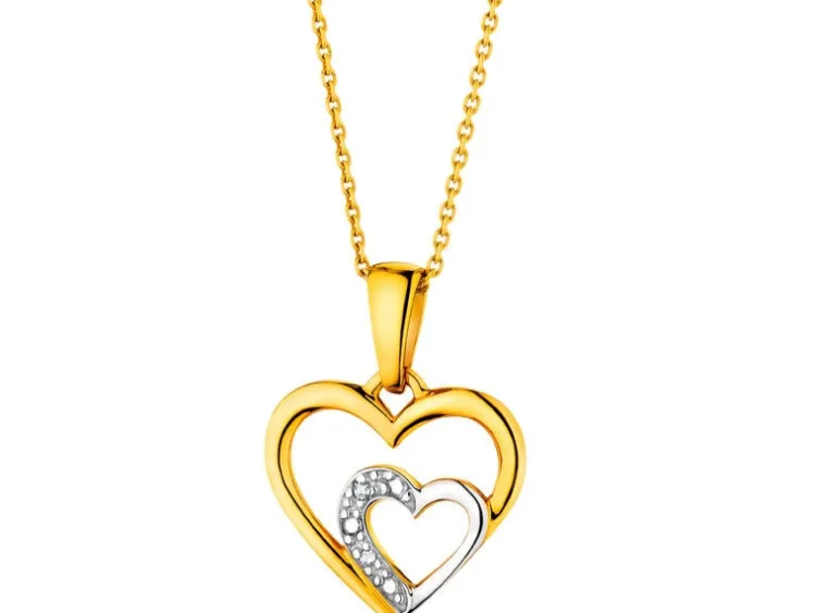 Apart Zawieszka z żółtego złota z diamentami - serca - 0,004 ct - próba 585< Zawieszki