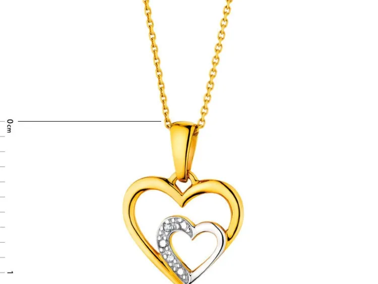 Apart Zawieszka z żółtego złota z diamentami - serca - 0,004 ct - próba 585< Zawieszki