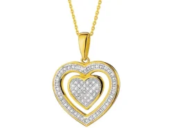 Apart Zawieszka z żółtego złota z diamentami - serca - 0,19 ct - próba 585< Zawieszki